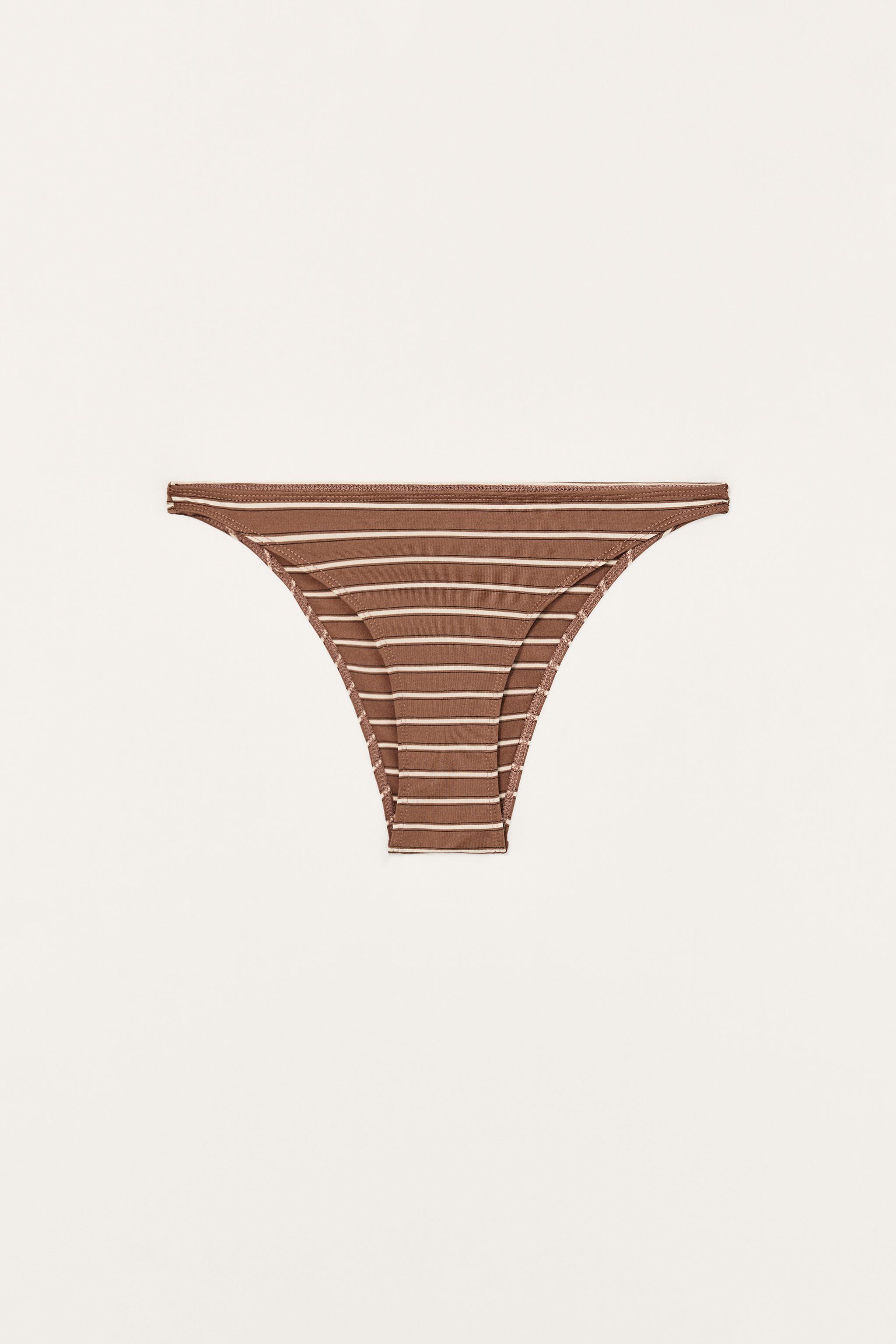 LIMITED EDITION STRIPED BIKINI BOTTOMS - taupe brown | ZARA