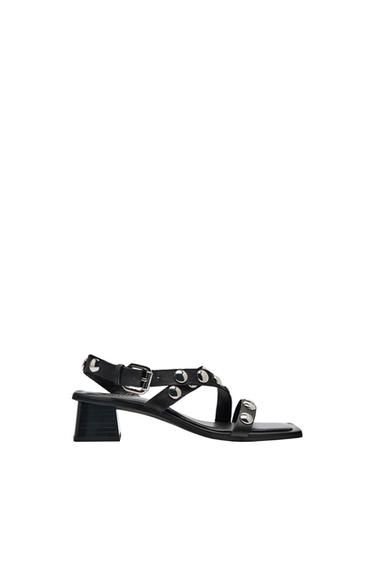 BLOCK HEEL LEATHER SANDALS