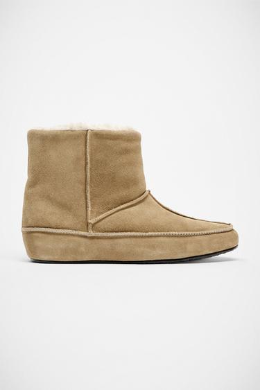 STIVALETTI BASSI IN PELLE SOFT - Beige di Zara