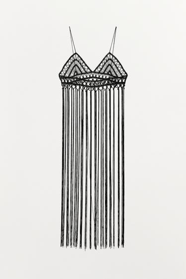 FRINGED CROCHET BRA - Black by Zara - Image 6