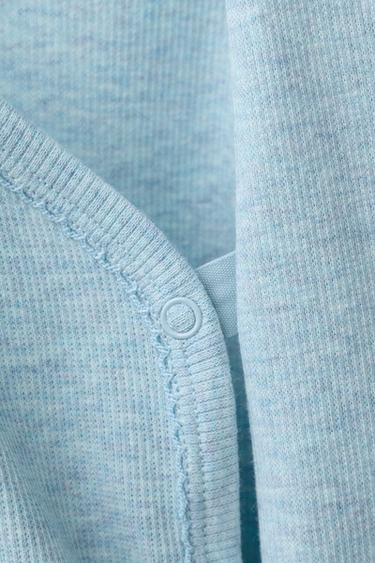 LOT DE TROIS BODYS CÔTELÉS COL KIMONO - Vert d'eau de Zara - Image 3