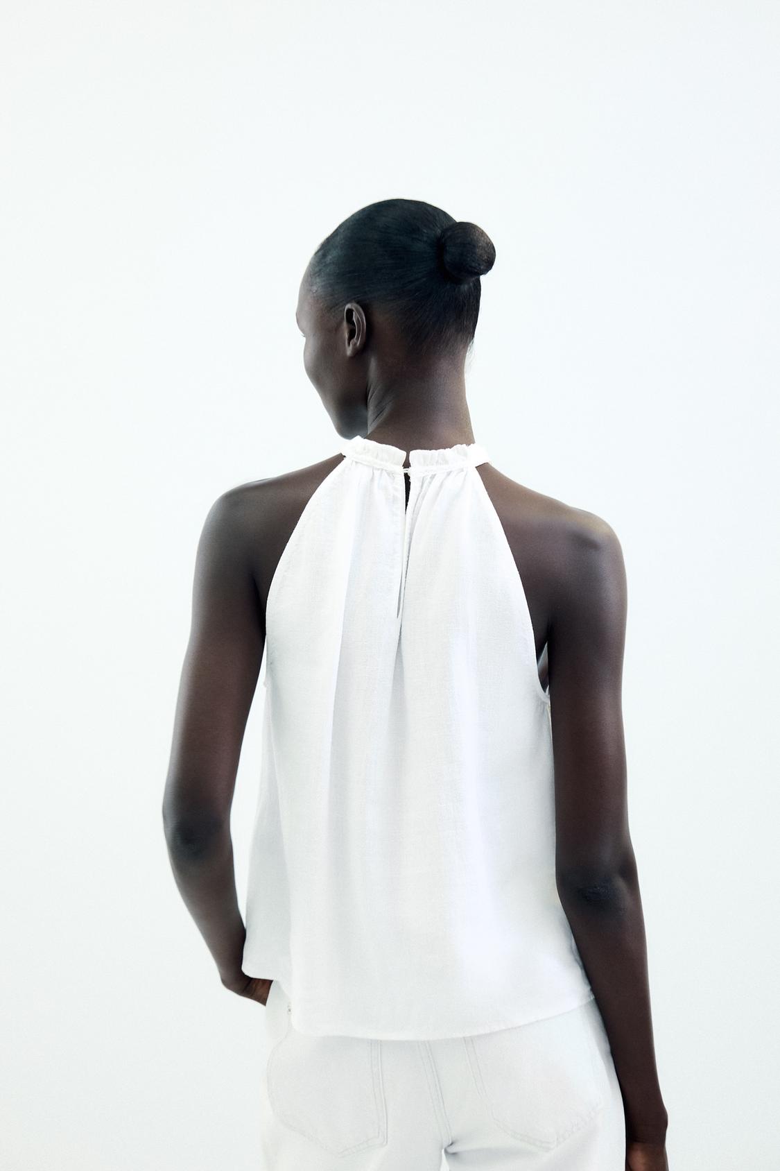 RAMIE RUFFLE HALTER TOP