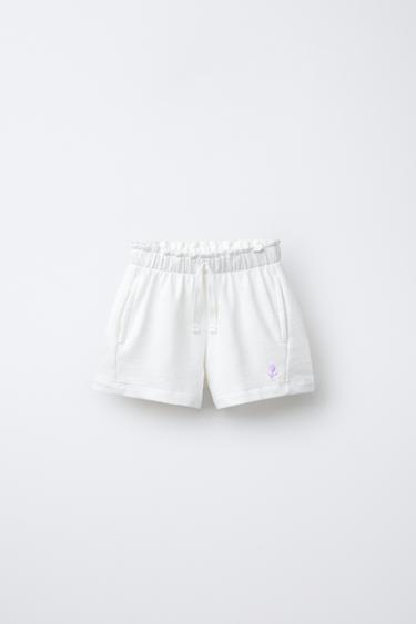 PLAIN BERMUDA SHORTS WITH EMBROIDERY - White by Zara