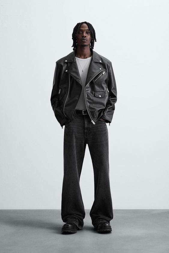 FAUX LEATHER BIKER JACKET