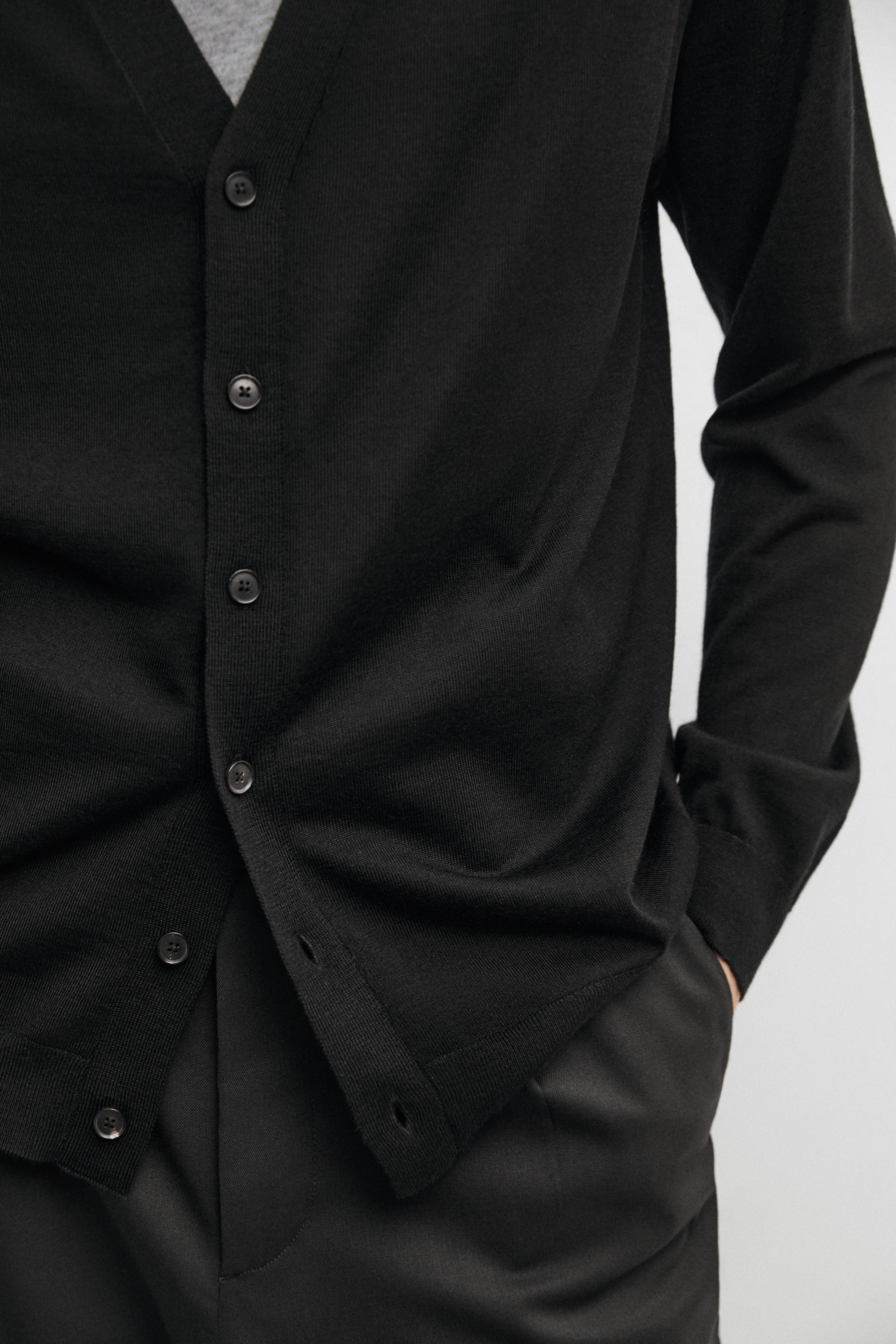 Merino wool button-up cardigan