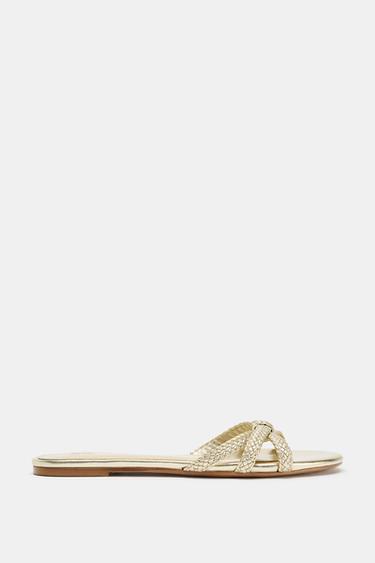 METALLIC STRAPPY SANDALS - Gold by Zara - Image 0