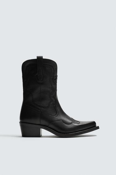 BỐT DA CAO BỒI - Đen từ Zara