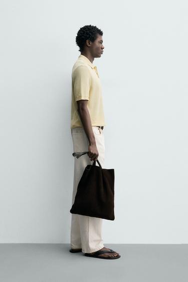 POLO REGULAR FIT EN MAILLE PIQUÉE - Jaune clair de Zara - Image 3