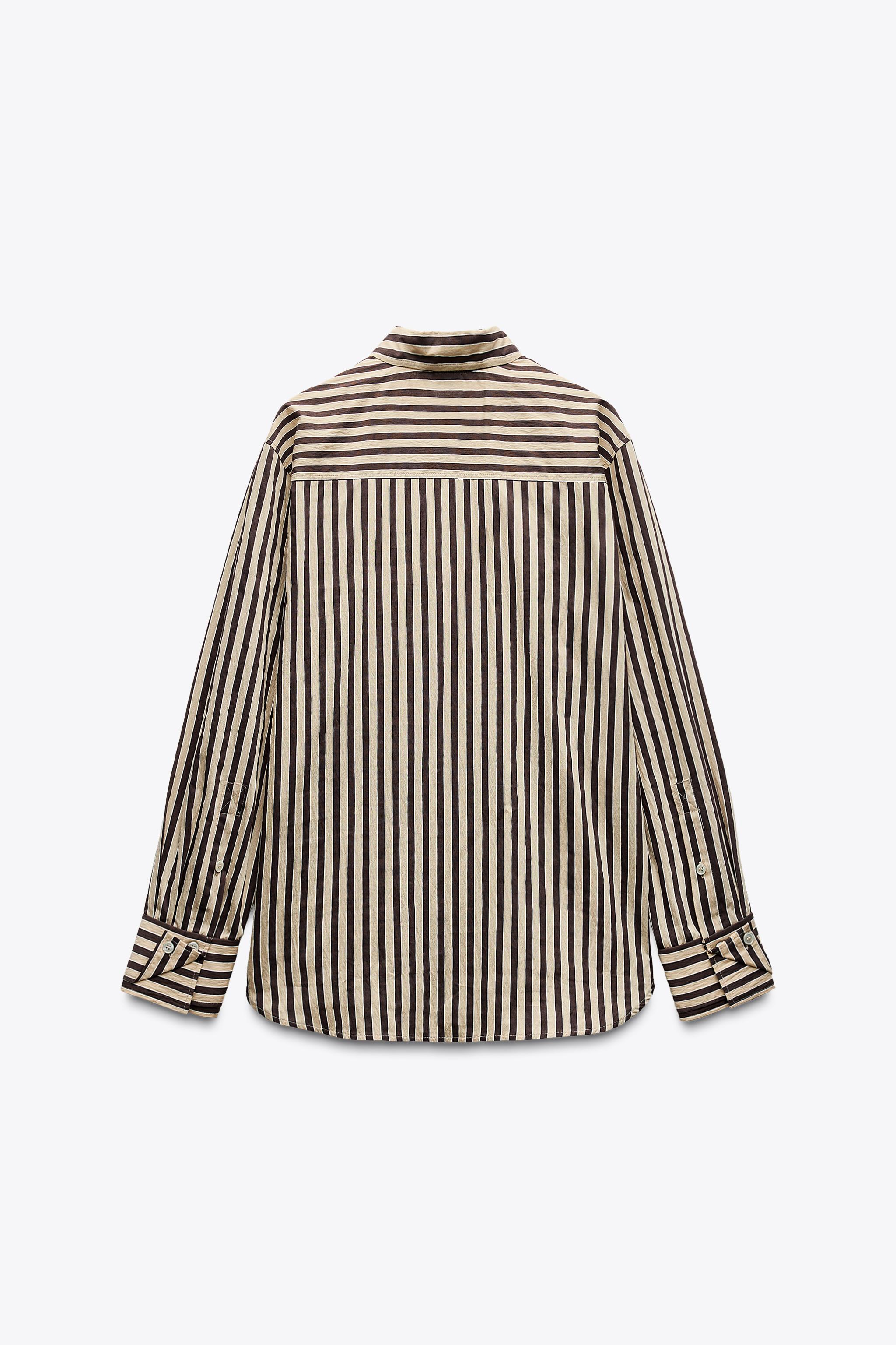 OVERSIZED STRIPED SHIRT - Beige-brown | ZARA United States