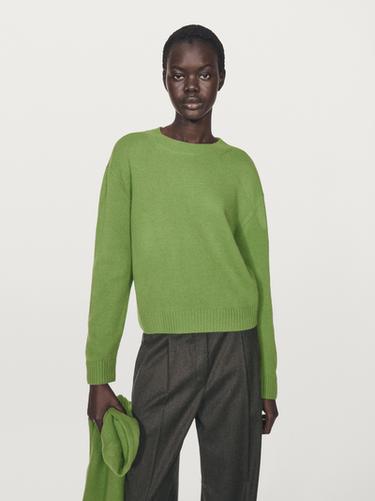 Jersey cuello redondo mezcla lana - Verde claro de Zara