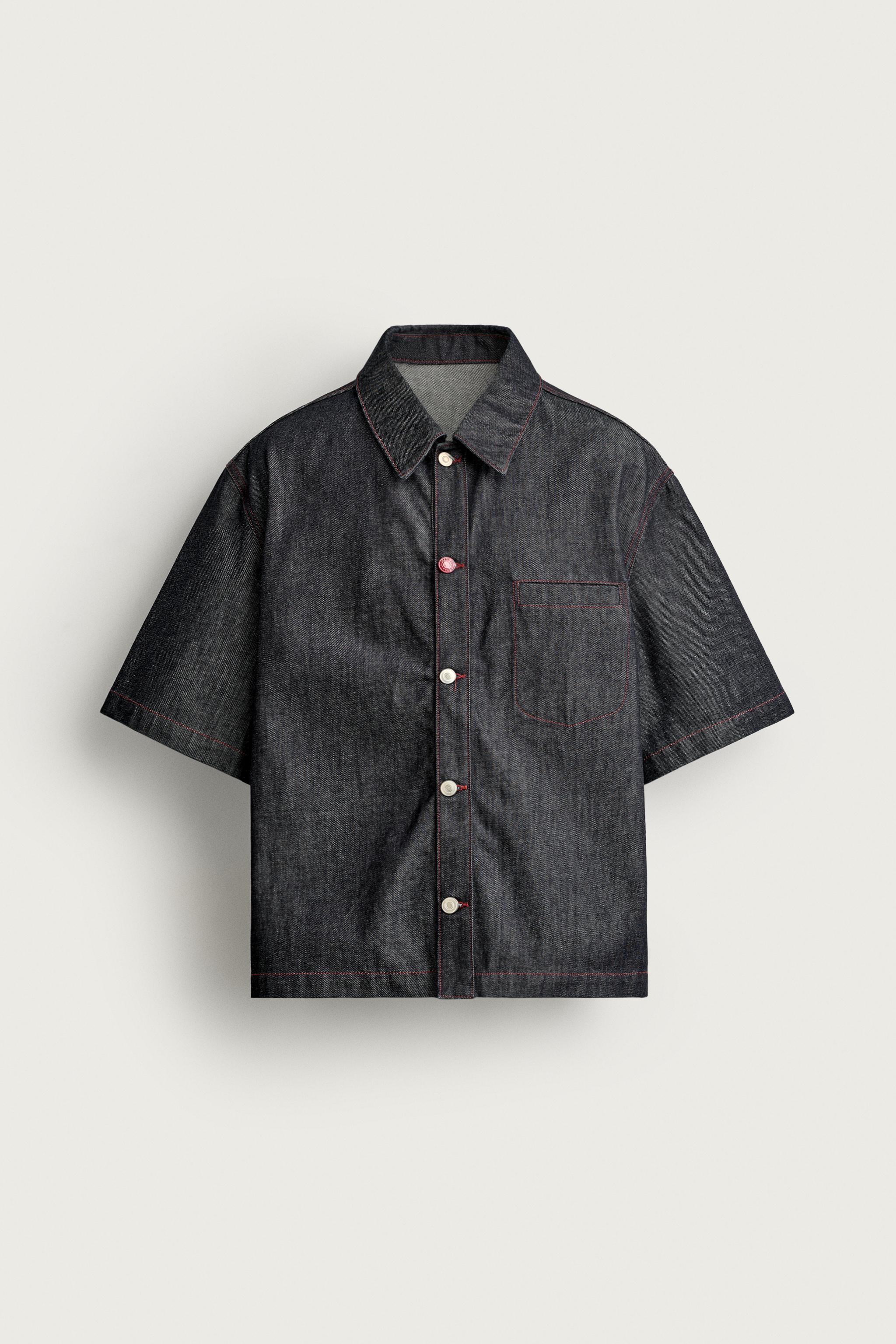 CONTRAST BUTTON DENIM OVERSHIRT