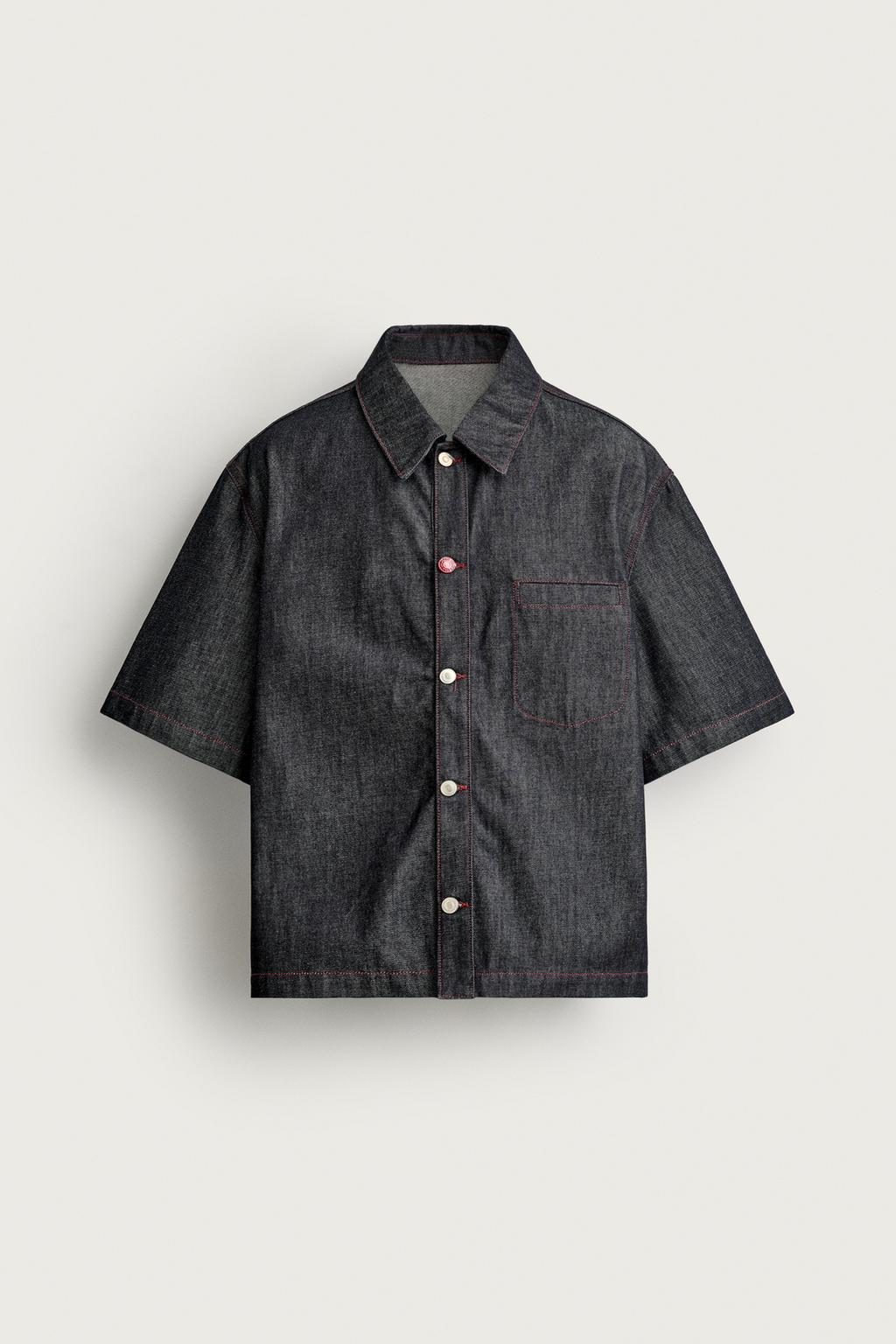 CONTRAST BUTTON DENIM OVERSHIRT