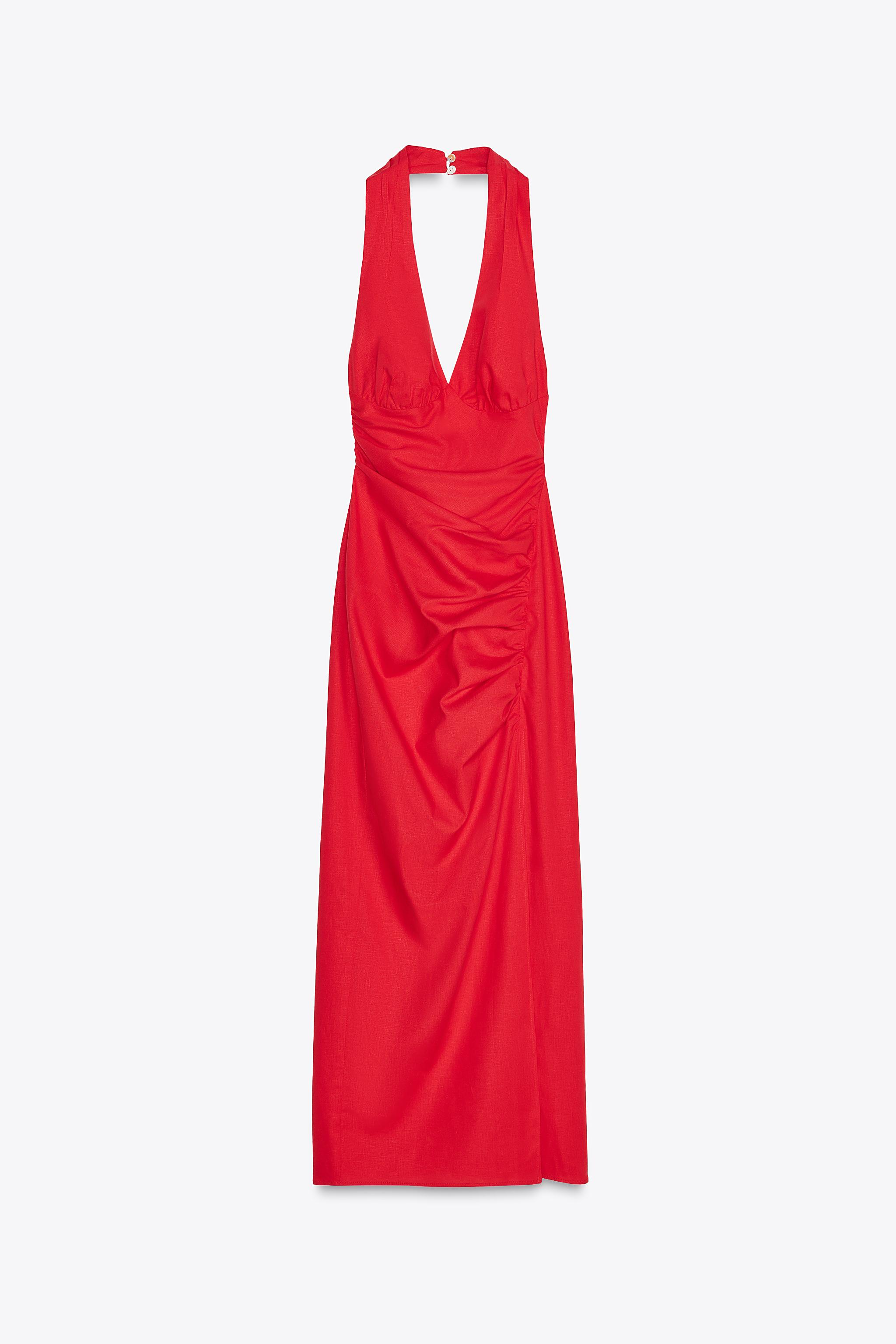 ROBE MIDI DRAPÉE EN LIN
