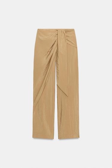 PANTALON DROIT PARÉO - Beige clair de Zara