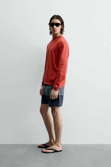 SWEAT COL ROND DÉLAVÉ - Rouge / Orange de Zara - Image 3