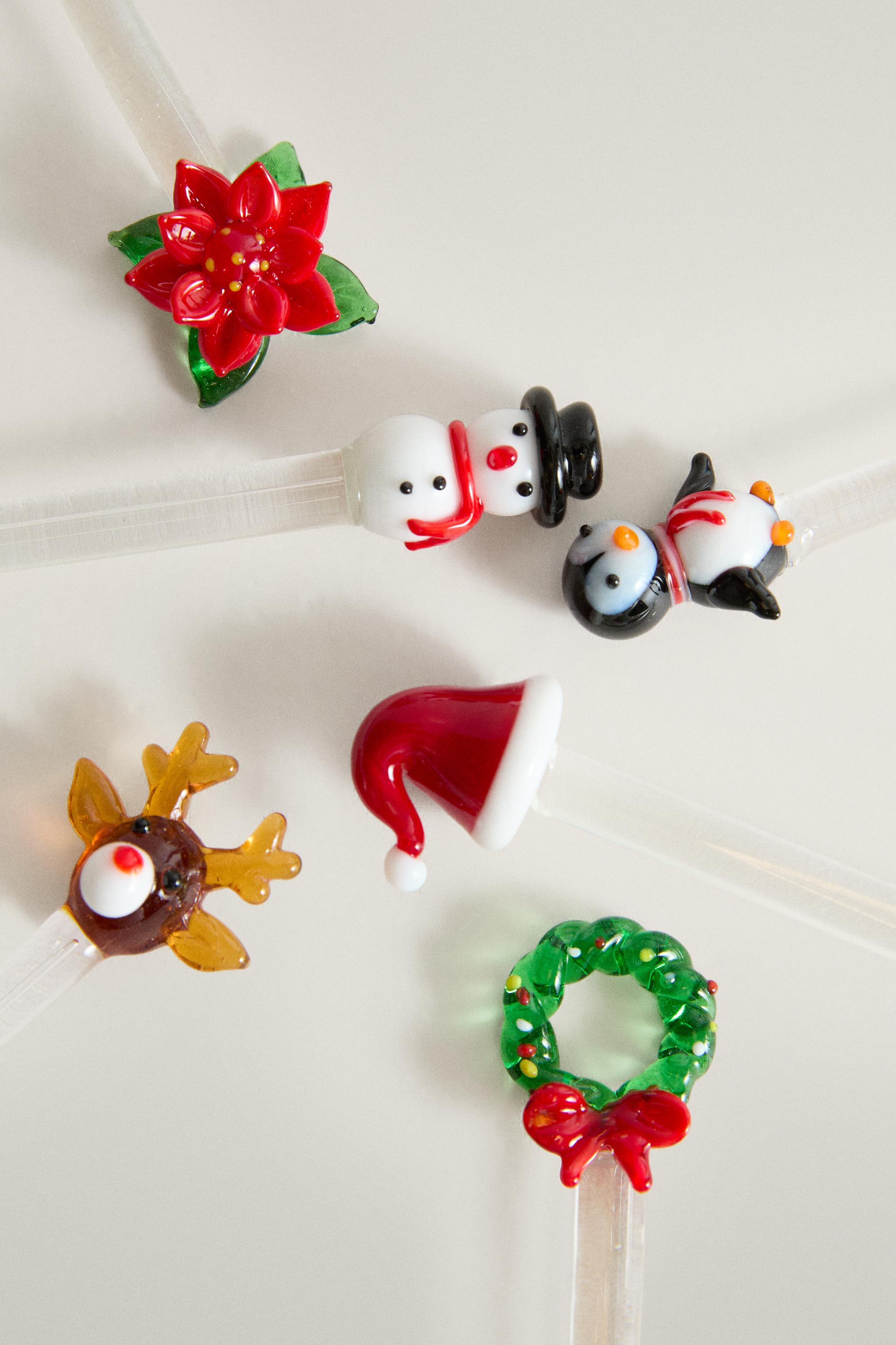 LOT DE PETITES CUILLÈRES DE NOËL EN VERRE (LOT DE 6)