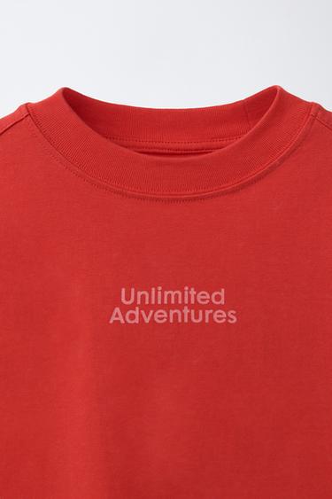 T-SHIRT À INSCRIPTION - Rouge de Zara - Image 2