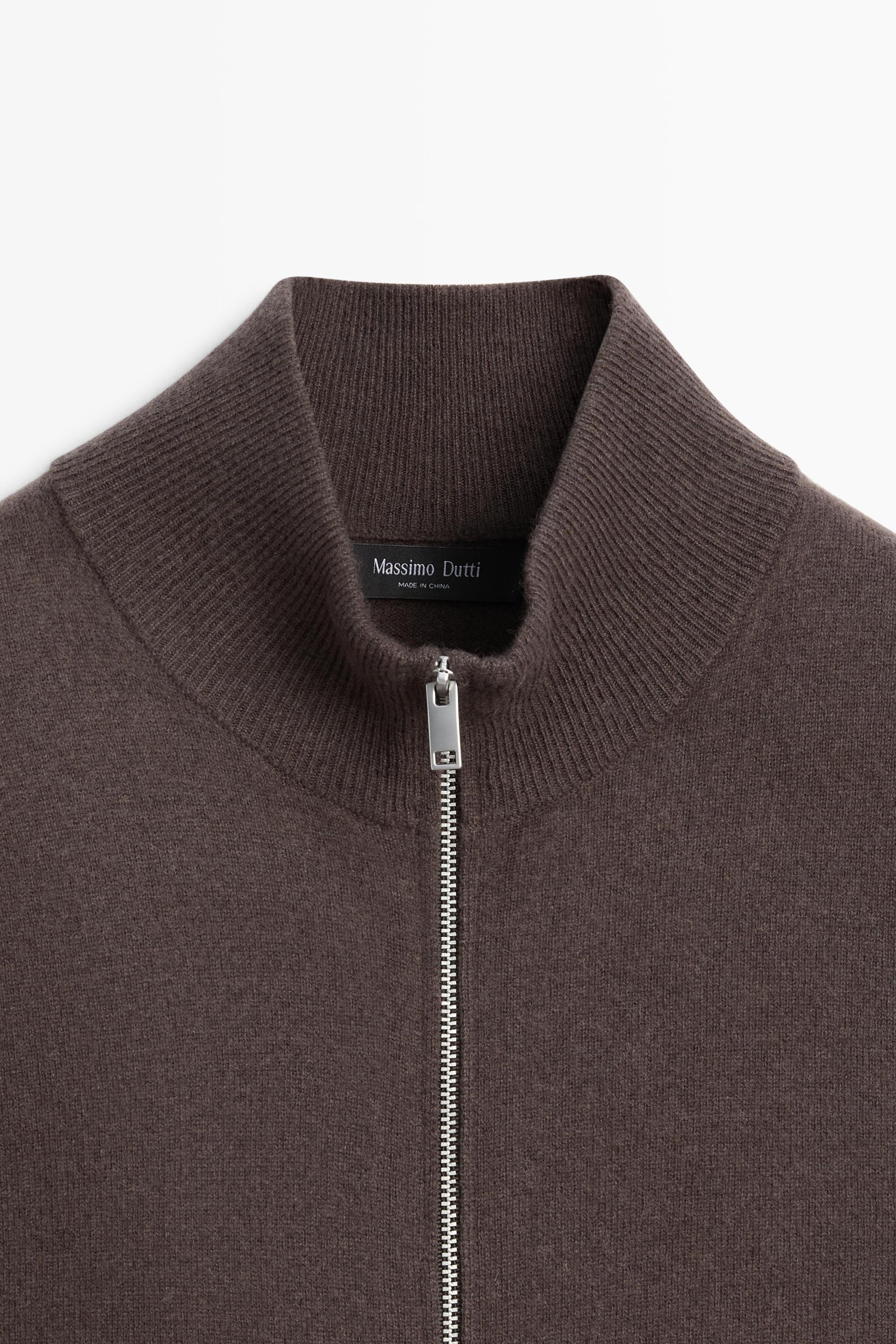 Wool blend zip-detail cardigan