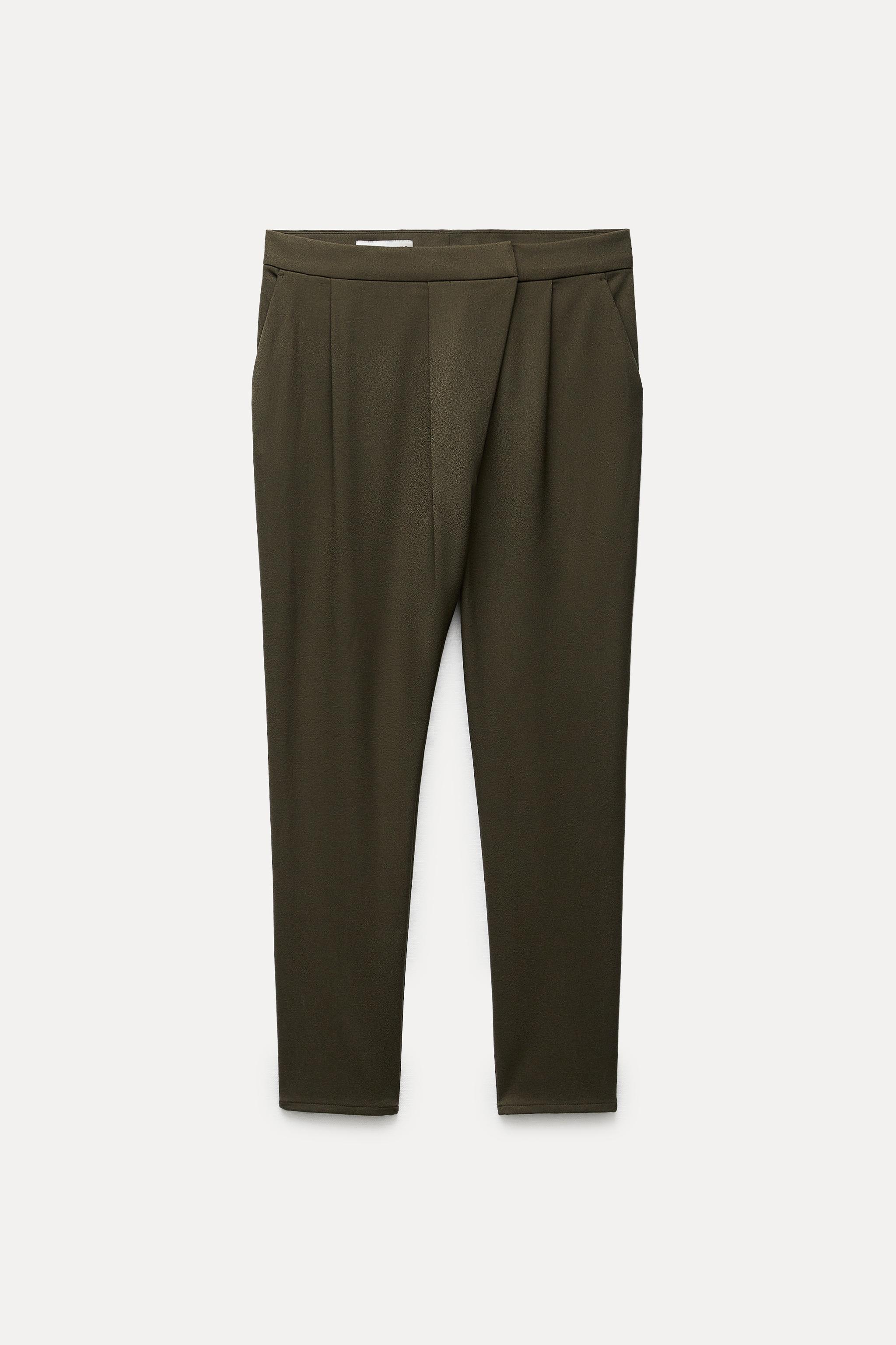 DARTED CROSSOVER TROUSERS - Green