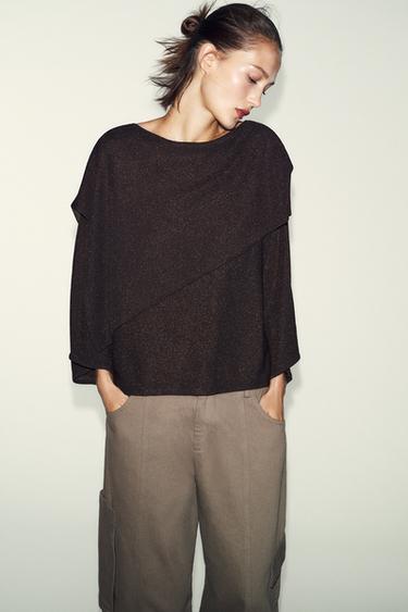 ÁO LEN DỆT KIM PHỐI CHỈ KIM TUYẾN - Màu nâu từ Zara