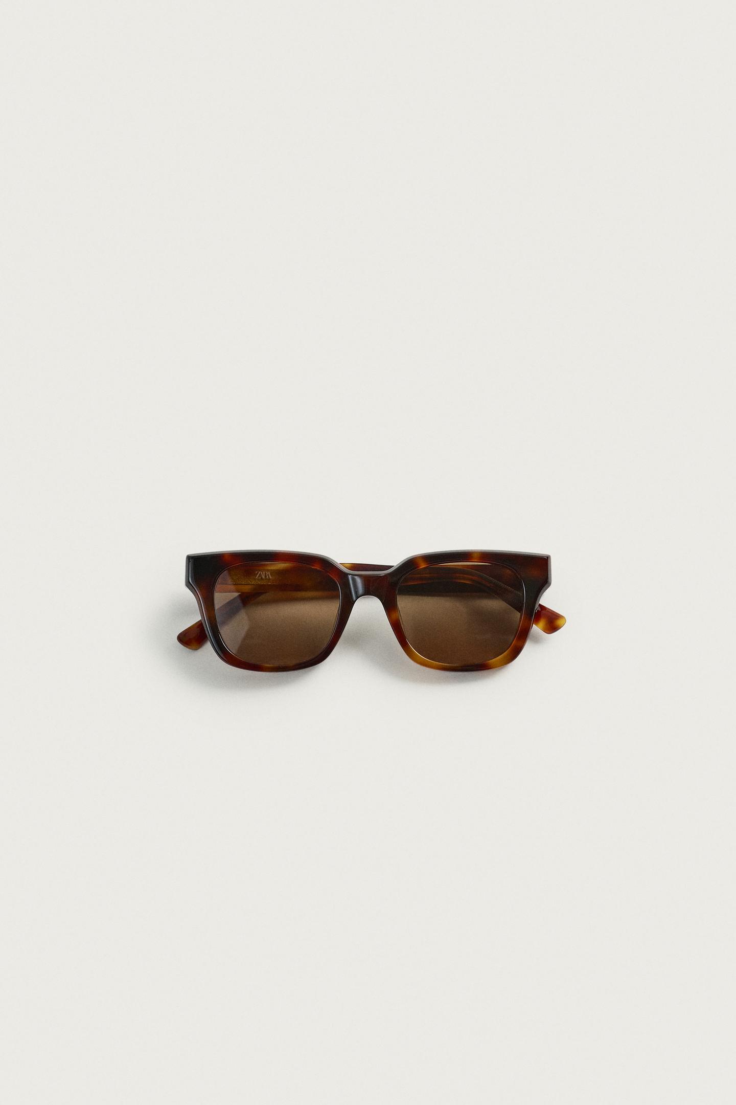 Мужские солнцезащитные очки Zara Rectangular Sunglasses, цвет: Черепаховый ракушечный — фото 7