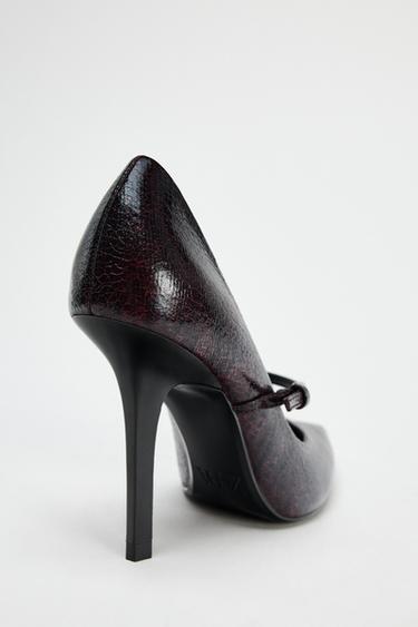 CRACKLED EFFECT HEELS - Burgundy Red by Zara - Image 4