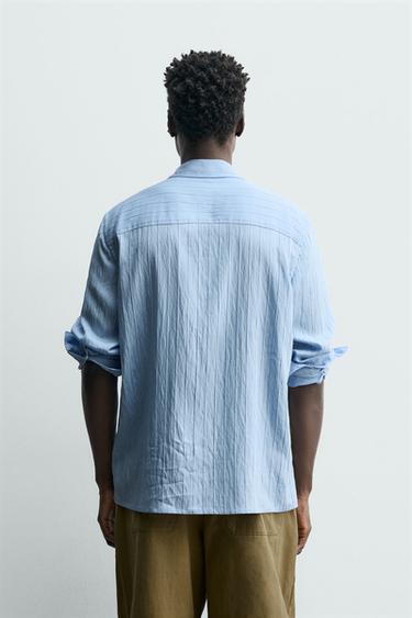 STRIPED JACQUARD SHIRT - Light blue by Zara - Image 2