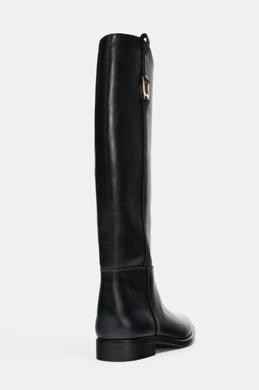 FLAT RIDING BOOTS - Black by Zara