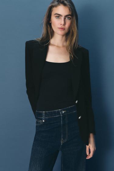 BLAZER ACINTURADO COM OMBREIRAS - Preto da Zara