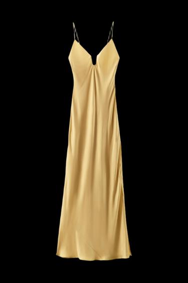 Zara 100% VISCOSE LONG DRESS - Yellow - Image 0