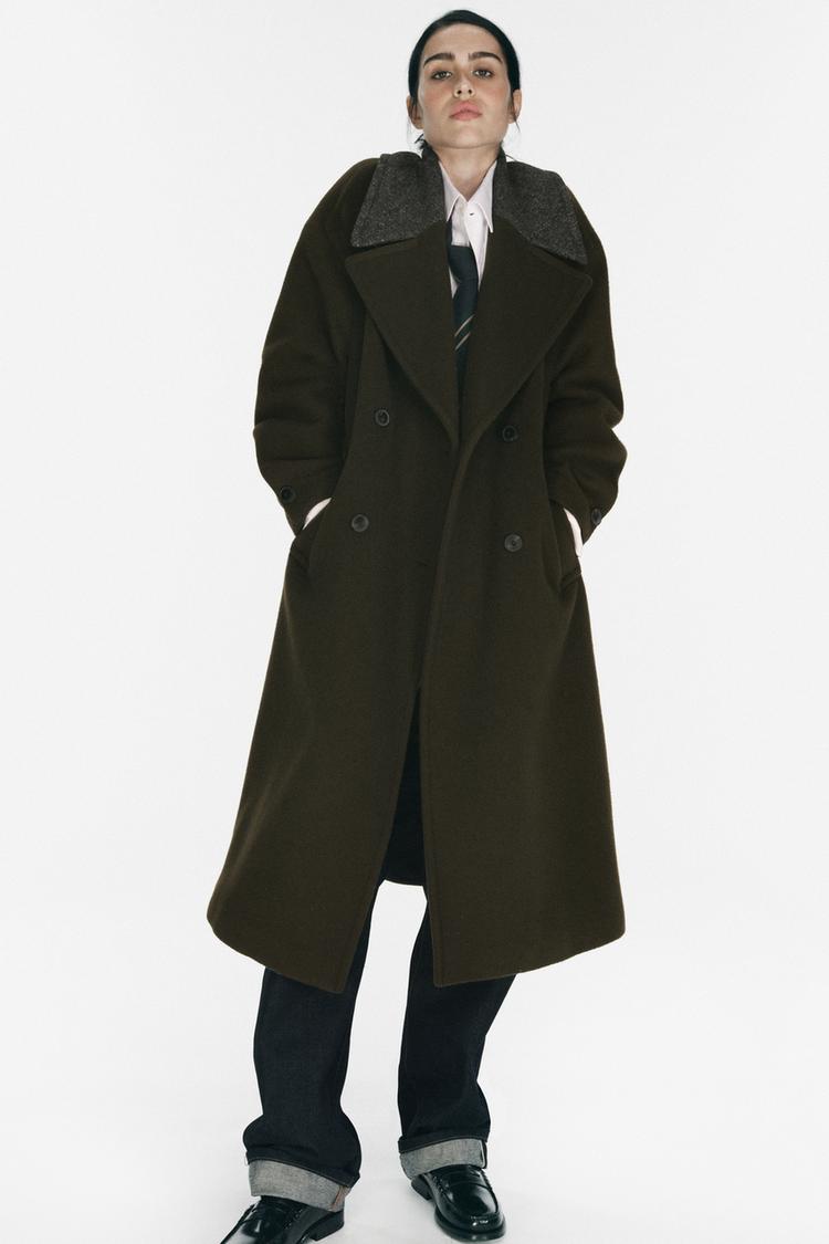 WOOL BLEND COAT ZW COLLECTION - Olive green | ZARA United States