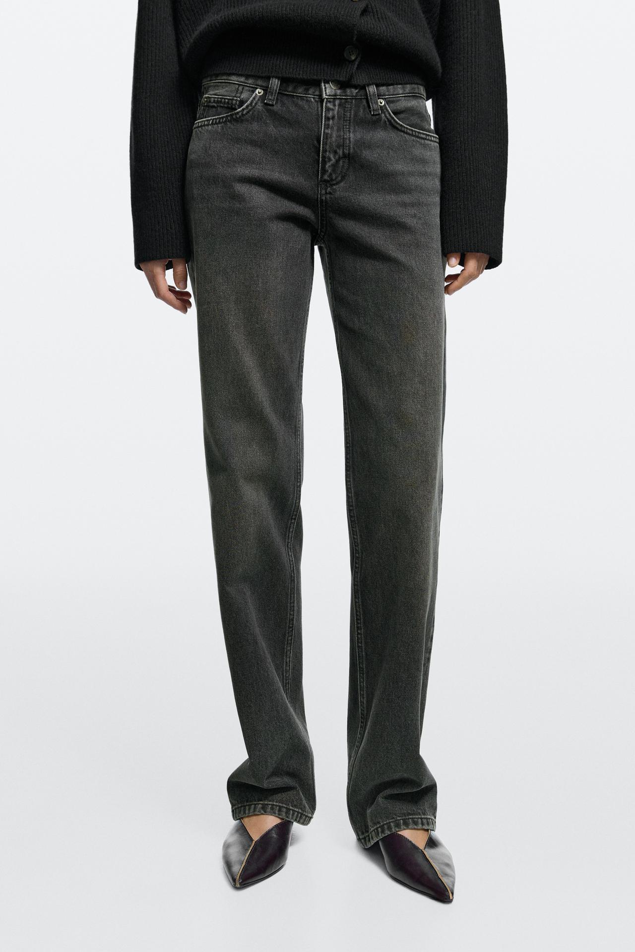 Low-rise straight-leg jeans — Black