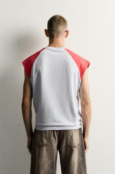 COLOUR BLOCK TANK SWEATSHIRT — Grey marl 2