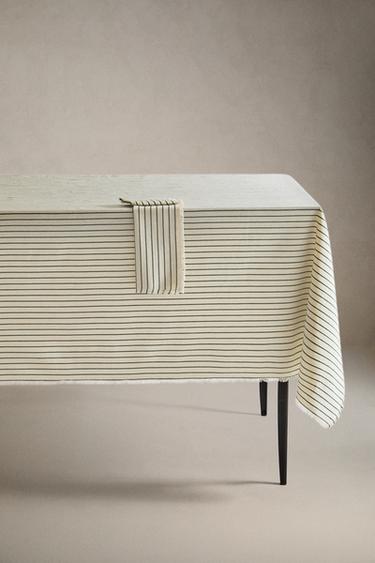 STRIPED TABLECLOTH WITH FRINGING - Ecru by Zara - Image 0