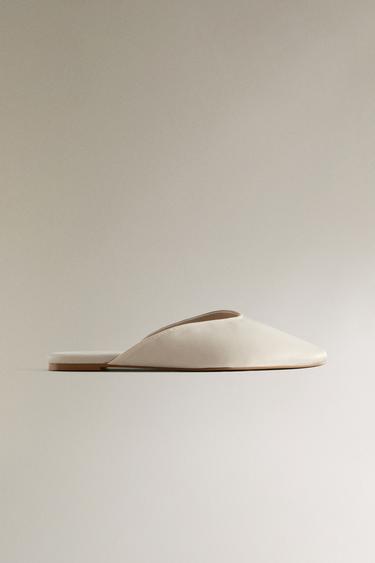 PANTUFLAS SATÍN - Blanco Crudo de Zara