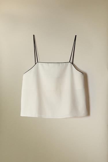 TOP JACQUARD RAYURES - Blanc cassé de Zara - Image 5