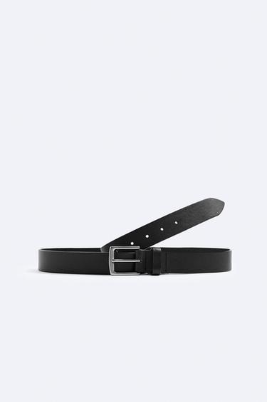 Belt croc effect and metal ornaments black ladies