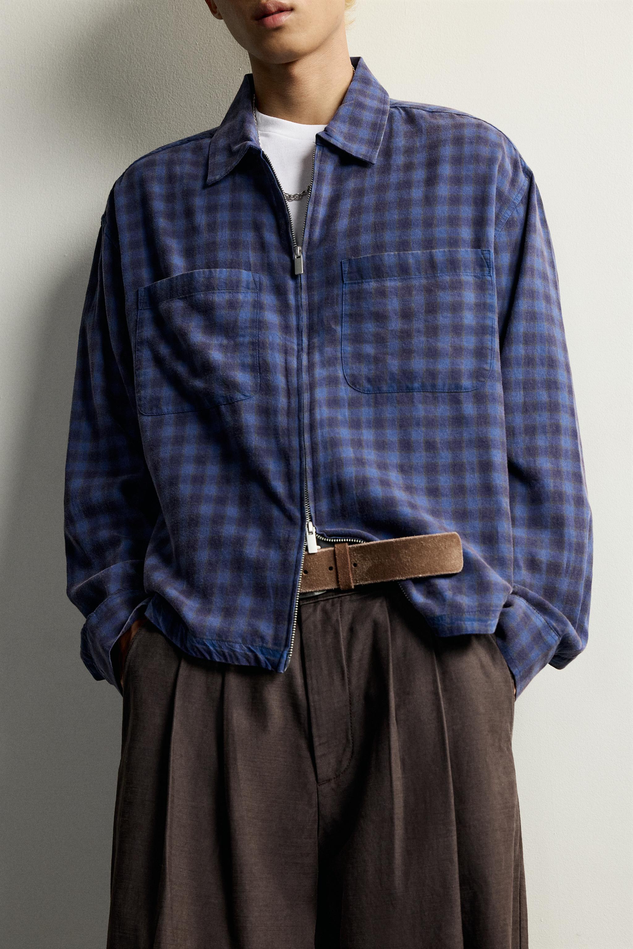 Мужские рубашки Zara PLAID ZIP SHIRT — фото 5