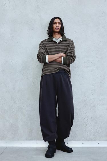 STRIPED PIQUÉ RUGBY POLO SHIRT - Bottle green by Zara - Image 0