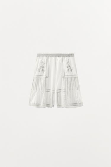 LIMITED EDITION EMBROIDERED LACE BERMUDA SHORTS - Oyster-white by Zara - Image 3