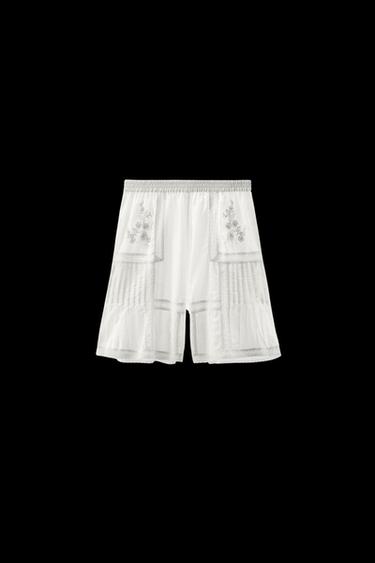 BERMUDA-SHORTS MIT STICKEREIEN UND SPITZE – LIMITED EDITION - Cremefarben von Zara - Bild 0