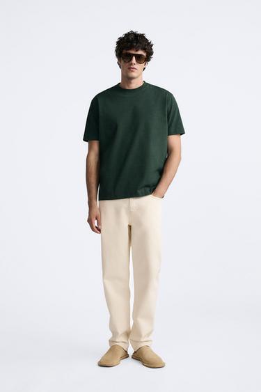 Zara BASIC EXTRA HEAVYWEIGHT T-SHIRT - Emerald - Image 0