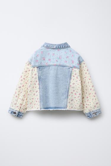 VESTE EN DENIM PATCHWORK FLEURS - Bleu clair de Zara - Image 1
