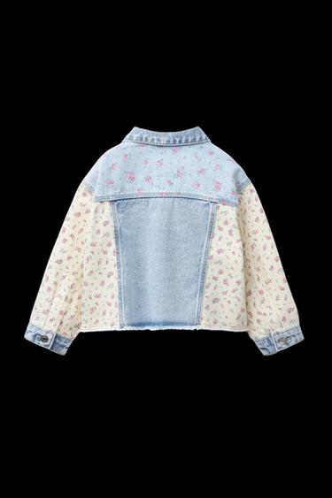 JEANSJACKE MIT PATCHWORK-BLUMEN - Hellblau von Zara