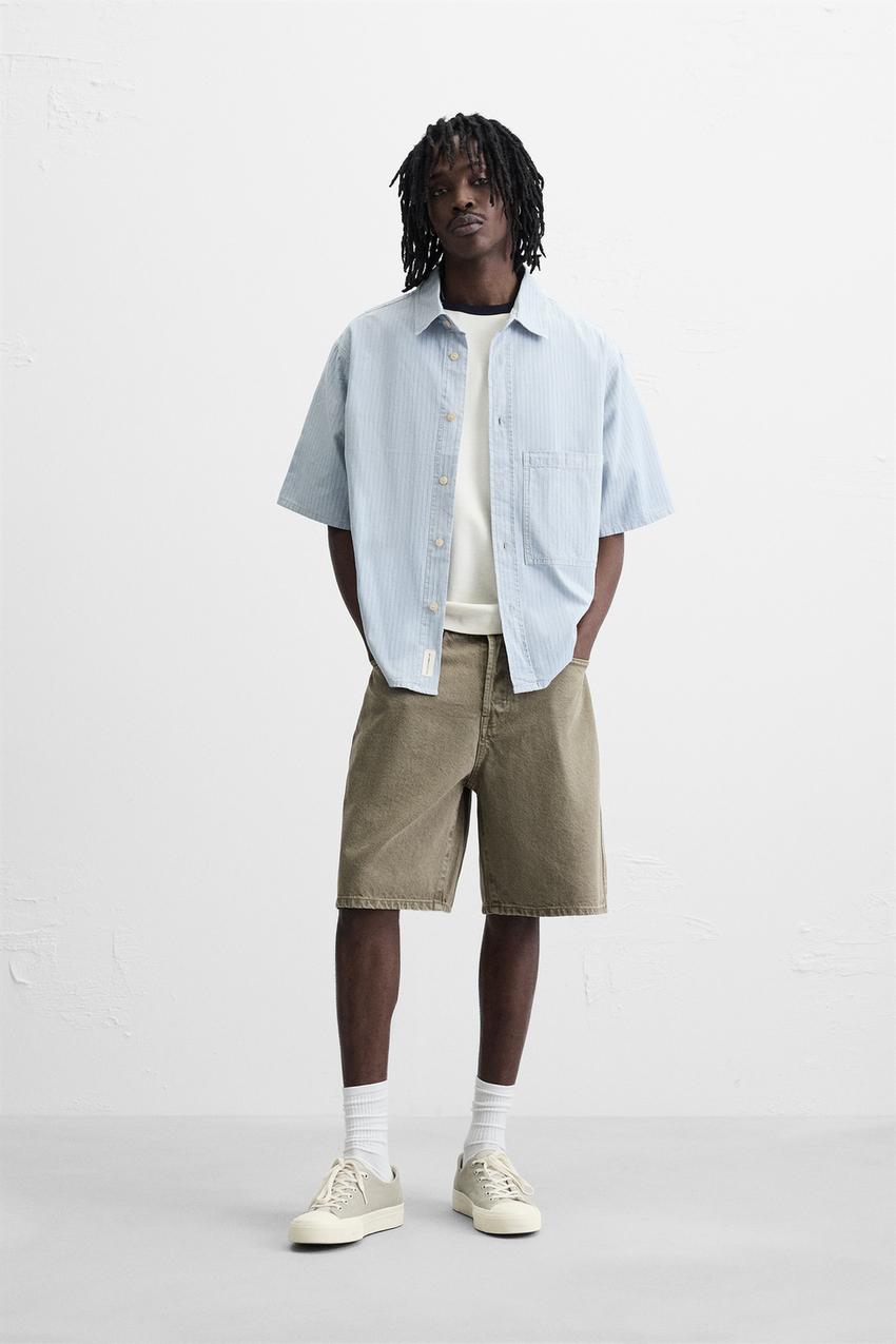 STRAIGHT FIT DENIM SHORTS