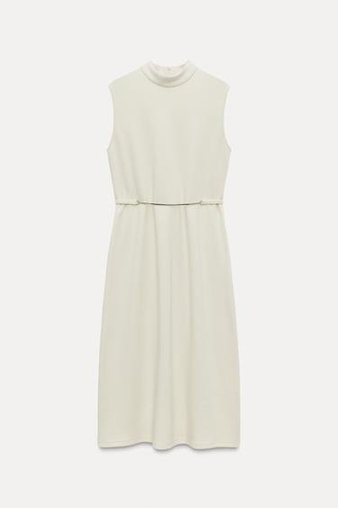 VESTIDO MIDI CINTURÓN - Crudo de Zara