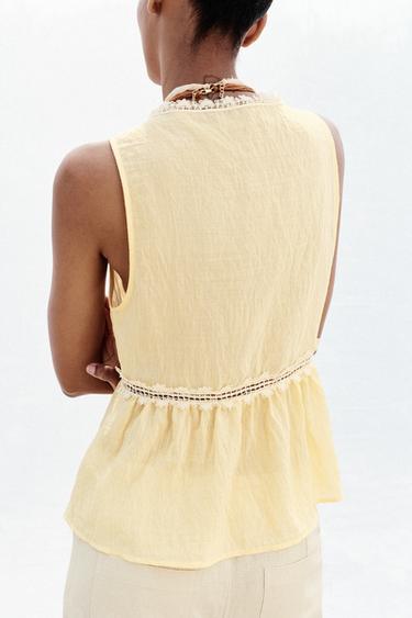 TOP DENTELLES - Jaune clair de Zara - Image 3