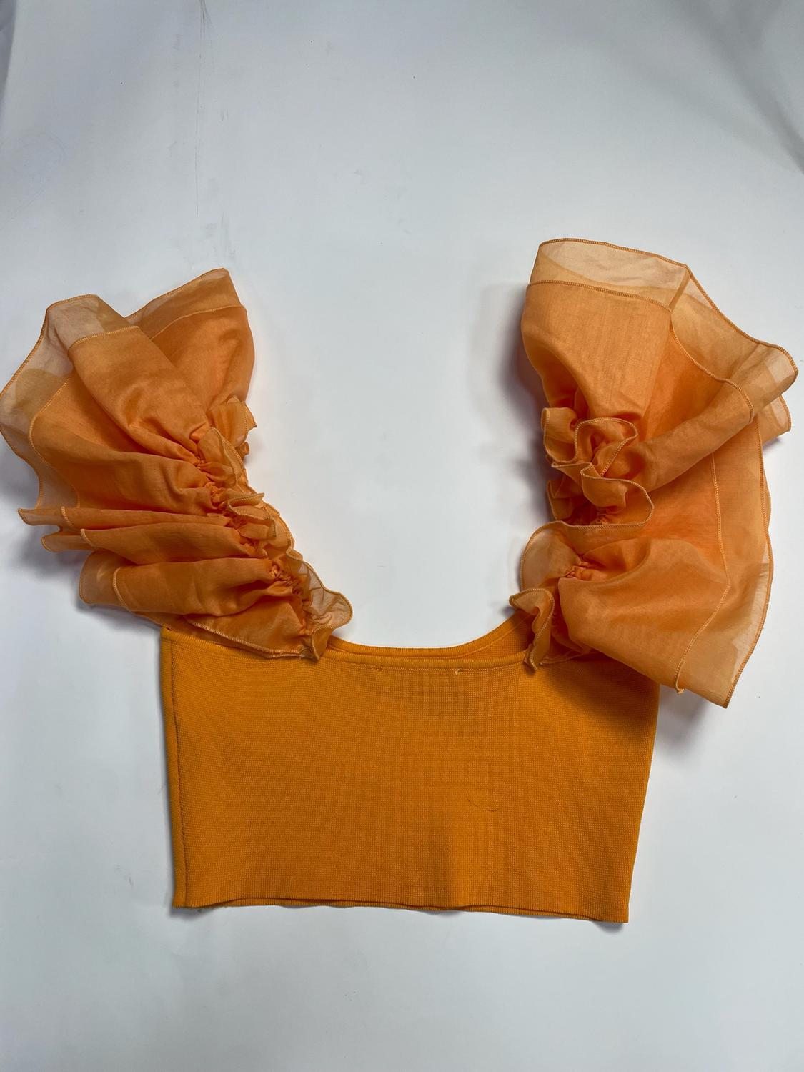KNIT TOP WITH ORGANZA TRIMS - Image 2