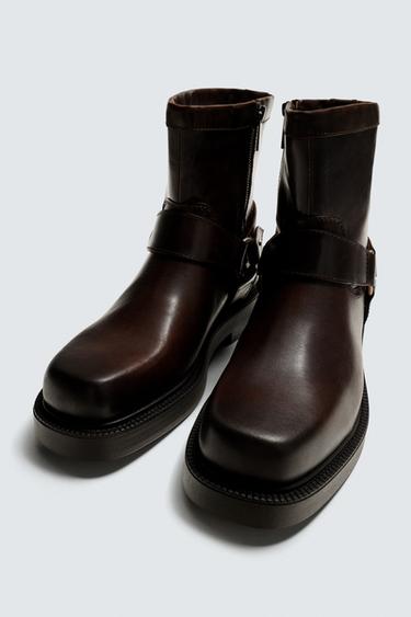 BOTTES EN CUIR À HARNAIS ÉDITION LIMITÉE - Marron de Zara - Image 1
