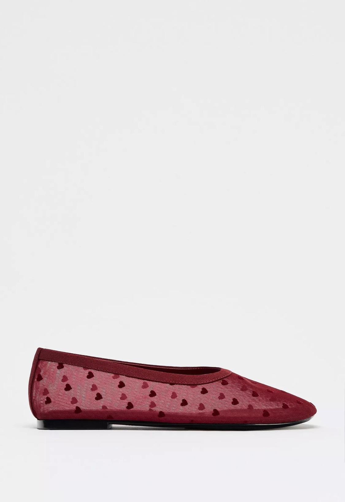 HEART PRINT MESH BALLERINA SHOES - Image 3